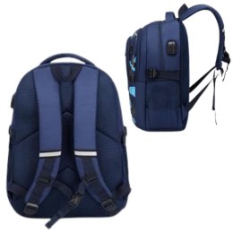 LEAN Plecak Szkolny Dziecięcy Pas Piersiowy Granatowy Rakieta Kosmos 20L 41cm
