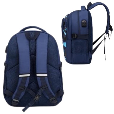 LEAN Plecak Szkolny Dziecięcy Pas Piersiowy Granatowy Rakieta Kosmos 20L 41cm LEAN Plecak Szkolny Dziecięcy Pas Piersiowy Granatowy Rakieta Kosmos 20L 41cm