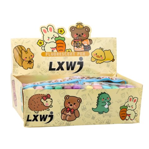 LEAN Zestaw Mini Zakreślaczy Kapibara W Etui Kolorowe Pstelowe 6szt LEAN Zestaw Mini Zakreślaczy Kapibara W Etui Kolorowe Pstelowe 6szt