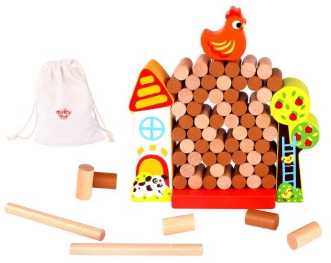 TOOKY TOY Gra Zręcznościowa Spadająca Kura Drewniana Farma TOOKY TOY Gra Zręcznościowa Spadająca Kura Drewniana Farma