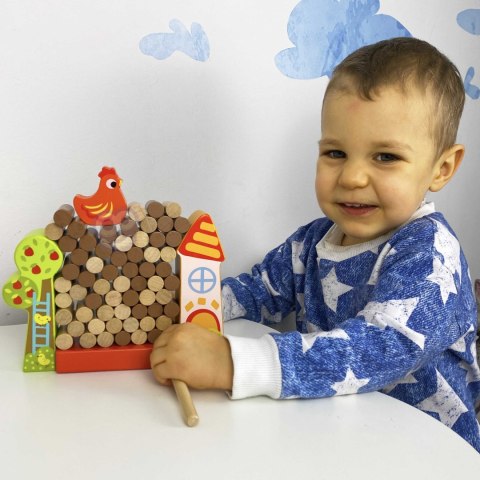 TOOKY TOY Gra Zręcznościowa Spadająca Kura Drewniana Farma TOOKY TOY Gra Zręcznościowa Spadająca Kura Drewniana Farma
