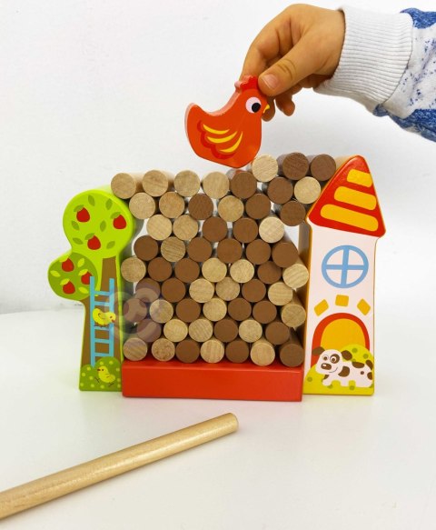 TOOKY TOY Gra Zręcznościowa Spadająca Kura Drewniana Farma TOOKY TOY Gra Zręcznościowa Spadająca Kura Drewniana Farma