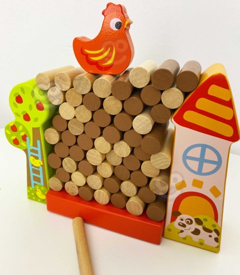 TOOKY TOY Gra Zręcznościowa Spadająca Kura Drewniana Farma TOOKY TOY Gra Zręcznościowa Spadająca Kura Drewniana Farma