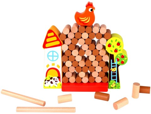 TOOKY TOY Gra Zręcznościowa Spadająca Kura Drewniana Farma TOOKY TOY Gra Zręcznościowa Spadająca Kura Drewniana Farma