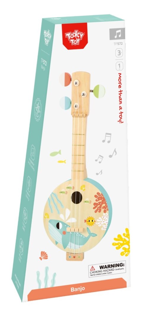 TOOKY TOY Drewniane Banjo Nauka Gry Dla Dzieci z Motywem Morza TOOKY TOY Drewniane Banjo Nauka Gry Dla Dzieci z Motywem Morza