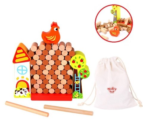 TOOKY TOY Gra Zręcznościowa Spadająca Kura Drewniana Farma TOOKY TOY Gra Zręcznościowa Spadająca Kura Drewniana Farma