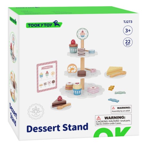 TOOKY TOY Patera Słodkości Drewniany Stojak Babeczki Ciasta TOOKY TOY Patera Słodkości Drewniany Stojak Babeczki Ciasta