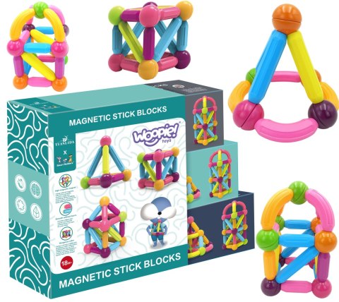 WOOPIE Magnetyczne Klocki Konstrukcyjne Edukacyjne Duże Grube 28 el. WOOPIE Magnetyczne Klocki Konstrukcyjne Edukacyjne Duże Grube 28 el.