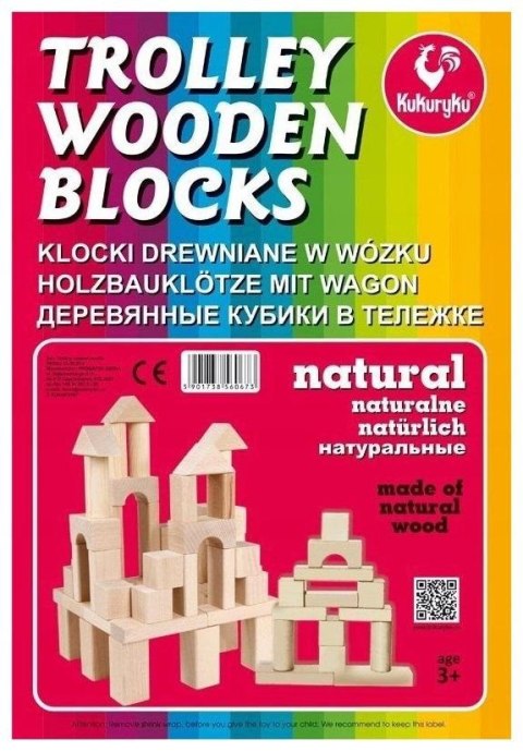 Klocki drewniane naturalne w wózku Klocki drewniane naturalne w wózku