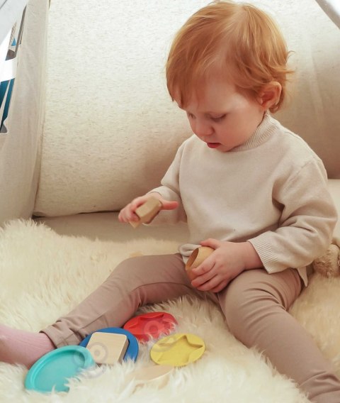 TOOKY TOY Drewniana Układanka Piramidka Kształty Miś 11 el. TOOKY TOY Drewniana Układanka Piramidka Kształty Miś 11 el.