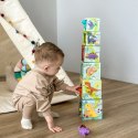 TOOKY TOY Drewniane Klocki Układanka Edukacyjna + 6 Figurek Dinozaurów do zabawy 12 el.