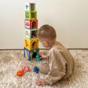 TOOKY TOY Drewniane Klocki Układanka Edukacyjna + 6 Figurek Dinozaurów do zabawy 12 el.