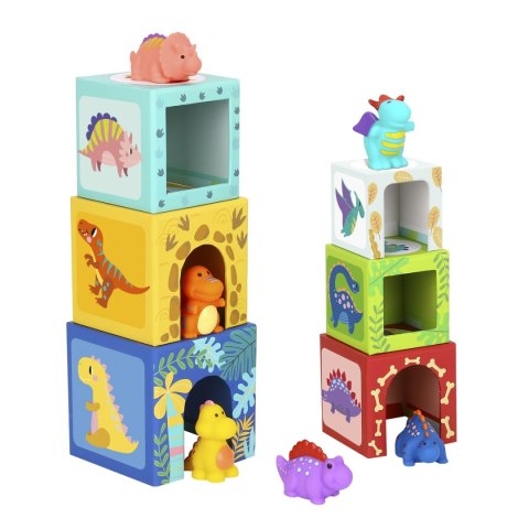 TOOKY TOY Drewniane Klocki Układanka Edukacyjna + 6 Figurek Dinozaurów do zabawy 12 el. TOOKY TOY Drewniane Klocki Układanka Edukacyjna + 6 Figurek Dinozaurów do zabawy 12 el.