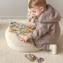 TOOKY TOY Drewniane Puzzle Montessori Transport Pojazdy z Pinezkami Do Dopasowania