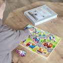 TOOKY TOY Drewniane Puzzle Montessori Transport Pojazdy z Pinezkami Do Dopasowania