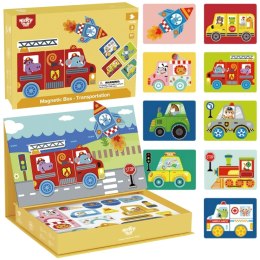 TOOKY TOY Układanka Edukacyjna Montessori Magnetyczne Pudełko z Pojazdami dla Dzieci 80 el.