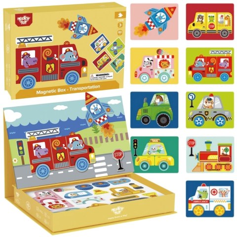 TOOKY TOY Układanka Edukacyjna Montessori Magnetyczne Pudełko z Pojazdami dla Dzieci 80 el. TOOKY TOY Układanka Edukacyjna Montessori Magnetyczne Pudełko z Pojazdami dla Dzieci 80 el.