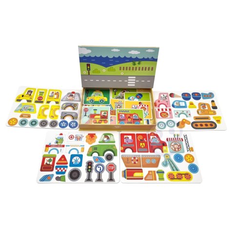 TOOKY TOY Układanka Edukacyjna Montessori Magnetyczne Pudełko z Pojazdami dla Dzieci 80 el. TOOKY TOY Układanka Edukacyjna Montessori Magnetyczne Pudełko z Pojazdami dla Dzieci 80 el.