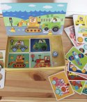 TOOKY TOY Układanka Edukacyjna Montessori Magnetyczne Pudełko z Pojazdami dla Dzieci 80 el.