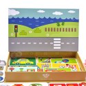 TOOKY TOY Układanka Edukacyjna Montessori Magnetyczne Pudełko z Pojazdami dla Dzieci 80 el.