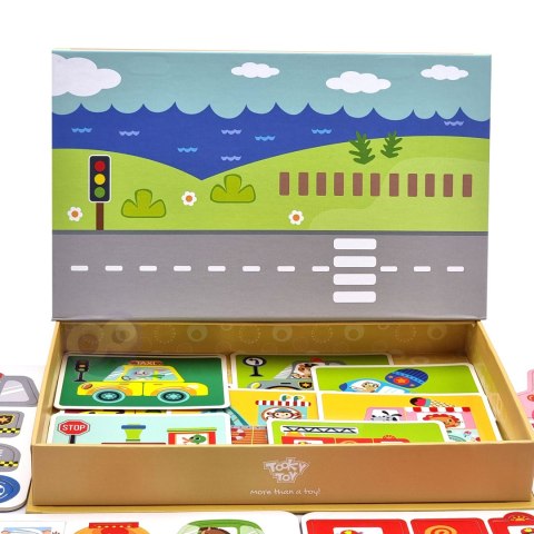 TOOKY TOY Układanka Edukacyjna Montessori Magnetyczne Pudełko z Pojazdami dla Dzieci 80 el. TOOKY TOY Układanka Edukacyjna Montessori Magnetyczne Pudełko z Pojazdami dla Dzieci 80 el.