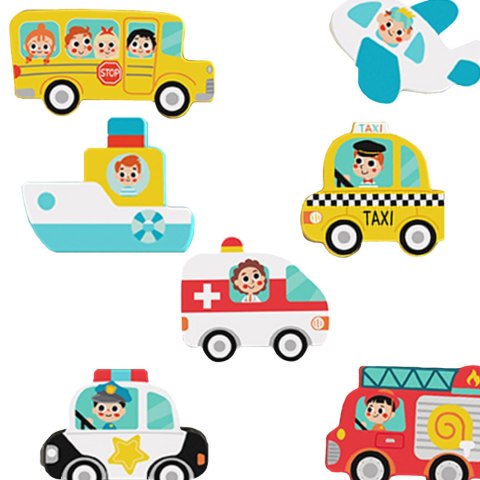 TOOKY TOY Drewniane Puzzle Montessori Pojazdy Samochody Samolot Statek Miasto Dopasuj Kształty TOOKY TOY Drewniane Puzzle Montessori Pojazdy Samochody Samolot Statek Miasto Dopasuj Kształty