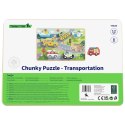 TOOKY TOY Drewniane Puzzle Montessori Pojazdy Samochody Samolot Statek Miasto Dopasuj Kształty