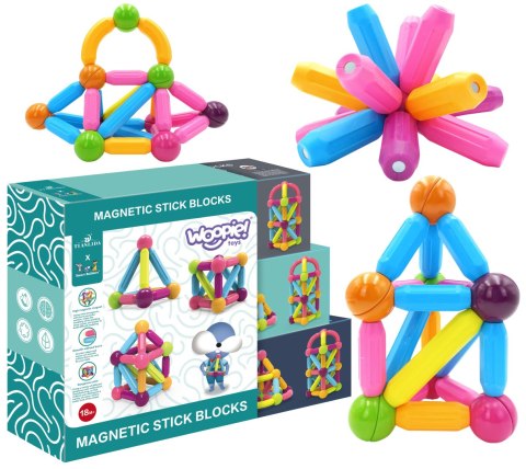 WOOPIE Magnetyczne Klocki Konstrukcyjne Edukacyjne Duże Grube 38 el. WOOPIE Magnetyczne Klocki Konstrukcyjne Edukacyjne Duże Grube 38 el.