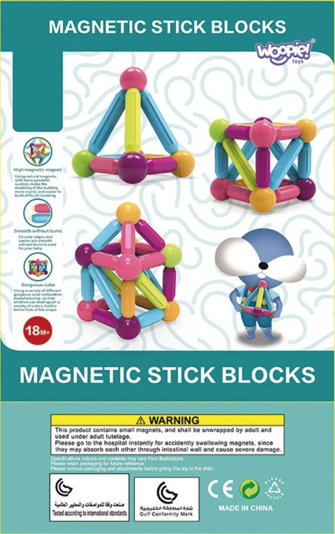 WOOPIE Magnetyczne Klocki Konstrukcyjne Edukacyjne Duże Grube 38 el. WOOPIE Magnetyczne Klocki Konstrukcyjne Edukacyjne Duże Grube 38 el.