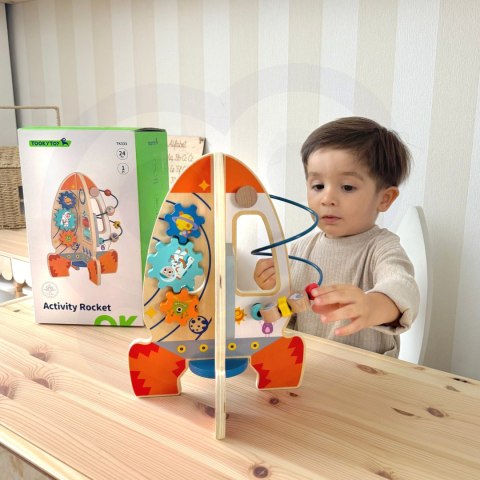 Tooky Toy Duża Drewniana Zabawka Edukacyjna Wielofunkcyjna Rakieta Tooky Toy Duża Drewniana Zabawka Edukacyjna Wielofunkcyjna Rakieta