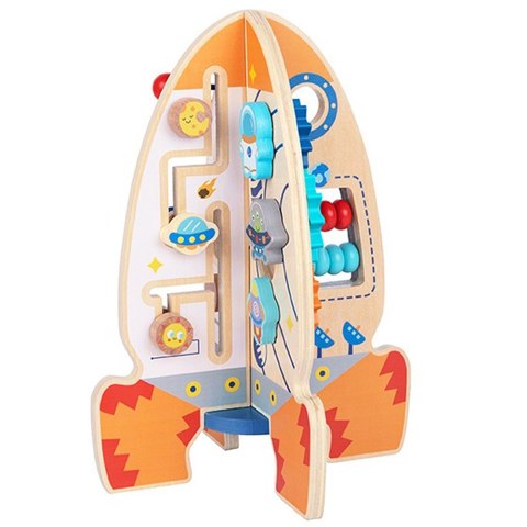 Tooky Toy Duża Drewniana Zabawka Edukacyjna Wielofunkcyjna Rakieta Tooky Toy Duża Drewniana Zabawka Edukacyjna Wielofunkcyjna Rakieta