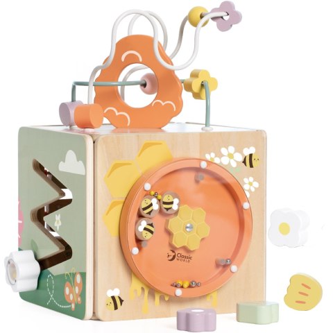 CLASSIC WORLD Drewniana Kostka Edukacyjna Sensoryczna 5w1 CLASSIC WORLD Drewniana Kostka Edukacyjna Sensoryczna 5w1