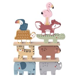 TOOKY TOY Drewniane Klocki w kształcie Zwierzątek Montessori 9 el.