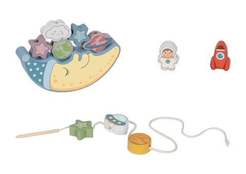 TOOKY TOY Kosmiczny Śpiący Księżyc Balansująca Układanka Drewniana Nawlekanka Montessori Kosmos TOOKY TOY Kosmiczny Śpiący Księżyc Balansująca Układanka Drewniana Nawlekanka Montessori Kosmos
