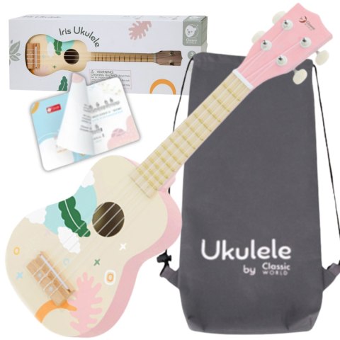 CLASSIC WORLD Drewniane Ukulele Gitara dla Dzieci Różowa CLASSIC WORLD Drewniane Ukulele Gitara dla Dzieci Różowa