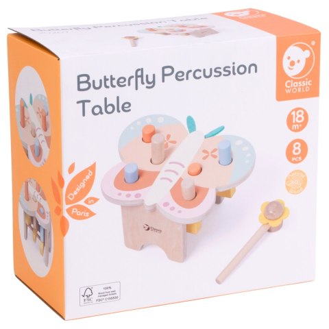 CLASSIC WORLD Wbijak, Przebijak Pastelowy Motylek Montessori z Młoteczkiem CLASSIC WORLD Wbijak, Przebijak Pastelowy Motylek Montessori z Młoteczkiem