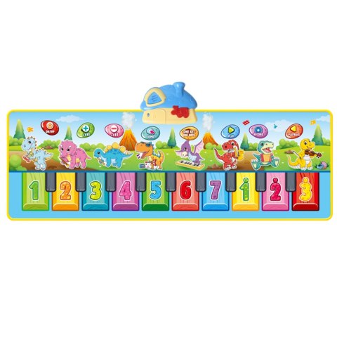 WOOPIE Mata Muzyczna XL Dinusie 2w1 Pianinko 8 Melodii 110cm WOOPIE Mata Muzyczna XL Dinusie 2w1 Pianinko 8 Melodii 110cm
