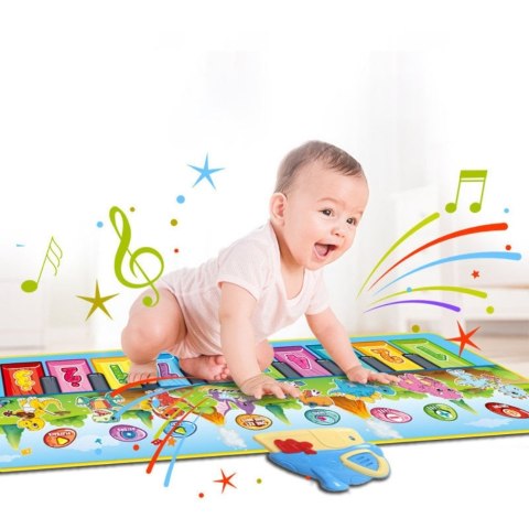 WOOPIE Mata Muzyczna XL Dinusie 2w1 Pianinko 8 Melodii 110cm WOOPIE Mata Muzyczna XL Dinusie 2w1 Pianinko 8 Melodii 110cm