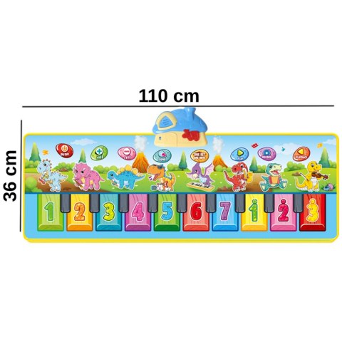 WOOPIE Mata Muzyczna XL Dinusie 2w1 Pianinko 8 Melodii 110cm WOOPIE Mata Muzyczna XL Dinusie 2w1 Pianinko 8 Melodii 110cm