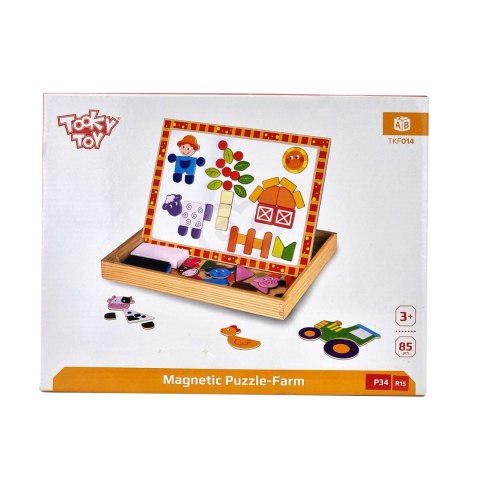 TOOKY TOY Drewniana Tablica Dwustronna Puzzle Układanka Magnetyczna Farma TOOKY TOY Drewniana Tablica Dwustronna Puzzle Układanka Magnetyczna Farma
