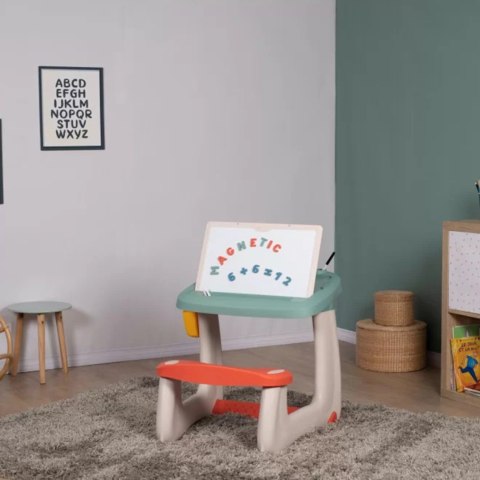 SMOBY Dwustronne Biurko Ławka Tablica 2w1 + 80 akcesoriów SMOBY Dwustronne Biurko Ławka Tablica 2w1 + 80 akcesoriów