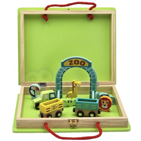 TOOKY TOY DREWNIANY POCIĄG KOLEJKA ZOO CIUCHCIA NA MAGNES TOR W WALIZCE TOOKY TOY DREWNIANY POCIĄG KOLEJKA ZOO CIUCHCIA NA MAGNES TOR W WALIZCE