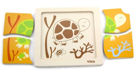 VIGA Puzzle drewniane 12 plansz po 4 puzzle w stojaku VIGA Puzzle drewniane 12 plansz po 4 puzzle w stojaku