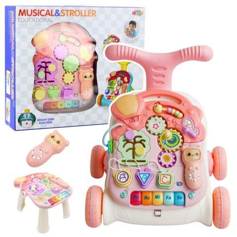 LEAN Toys Chodzik Edukacyjny Stolik Panel Interaktywny Stolik 5w1 Różowy