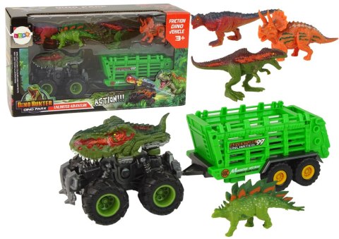 LEAN Toys Pojazd z Motywem Dinozaura Przyczepa 4 Sztuki Dinozaurów LEAN Toys Pojazd z Motywem Dinozaura Przyczepa 4 Sztuki Dinozaurów