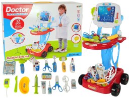 LEAN Toys Zestaw Lekarski na Wózku Stolik Lekarski Doktor 17 Elementów EKG