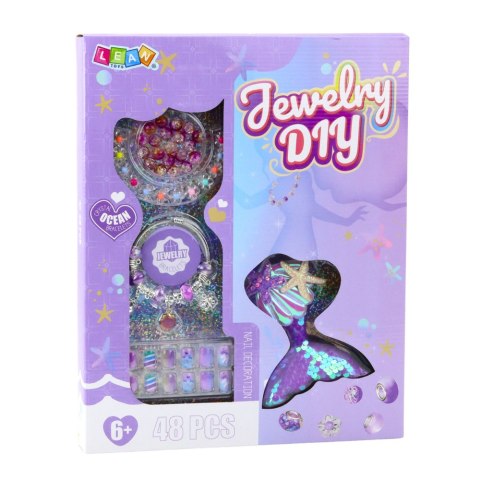 LEAN Toys Zestaw Piękności Biżuteria Bransoletka Koraliki Spinka Syreni Ogon 48el LEAN Toys Zestaw Piękności Biżuteria Bransoletka Koraliki Spinka Syreni Ogon 48el
