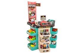 LEAN Toys Zestaw Supermarket Koszyk Sklepowy Waga Czytnik Kart Skaner