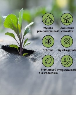 LEAN Trike Agrotkanina czarna 1,1x100m UV 135g antychwastowa agrowłóknina + kotwy