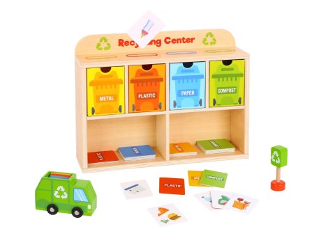 TOOKY TOY Drewniane Centrum Recyklingu Edukacyjny Sorter TOOKY TOY Drewniane Centrum Recyklingu Edukacyjny Sorter